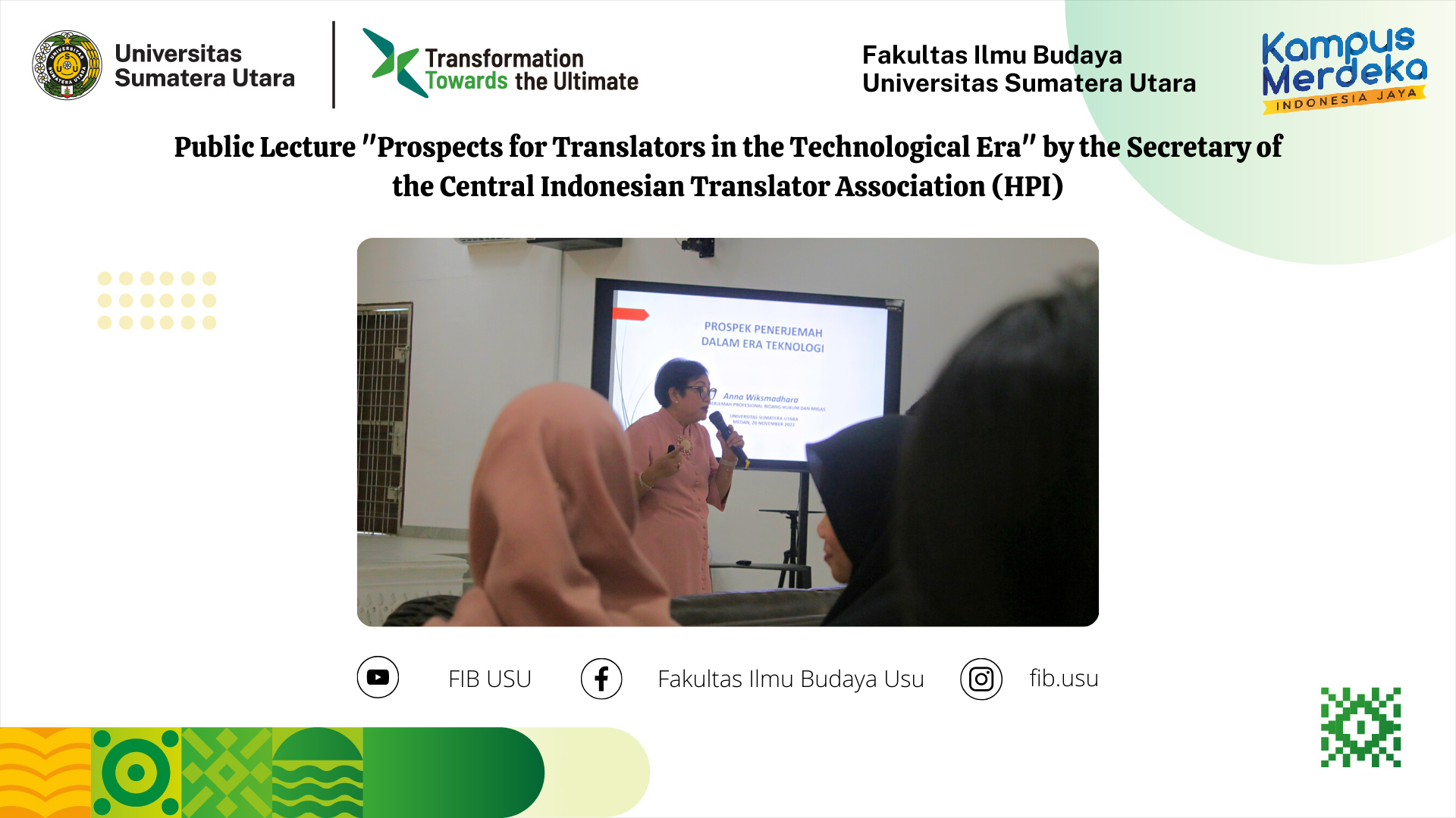 Public Lecture "Prospects for Translators in the Technological Era" by the Secretary of the Central Indonesian Translator Association (HPI)